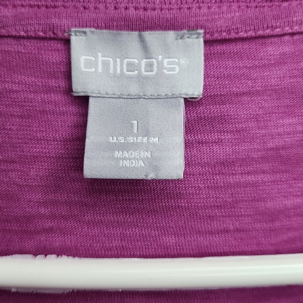 Women's Chico's Purple 3/4 Sleeve Top Sz Medium - Picture 6 of 7